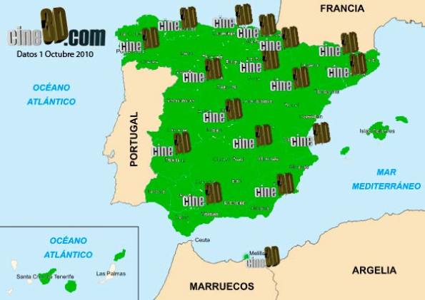 Situación del 3D en España - por provincias y regiones autónomas